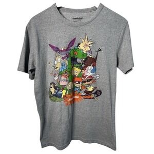 Nickelodeon Cartoon TV Shows Men Medium Gray Graphic T-Shirt Childhood Nostalgia